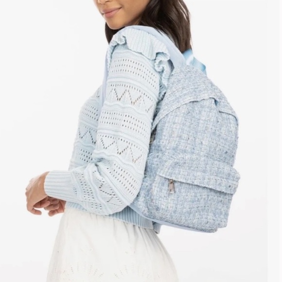 Generation Love Handbags - Generation Love Eden Tweed Backpack Light Blue School